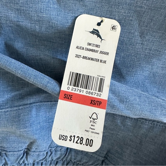 Tommy Bahama Alicia IslandZone Chambray Joggers in Breakwater Blue Size XS - Picture 5 of 11